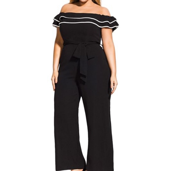 City Chic Pants - City Chic Off-the-Shoulder Wide-Leg Jumpsuit